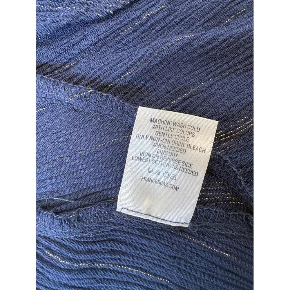 Mi Ami Navy Romantic Parisian Gold Metallic Pinstripe Smocked High Low Maxi‎ L - Picture 10 of 10